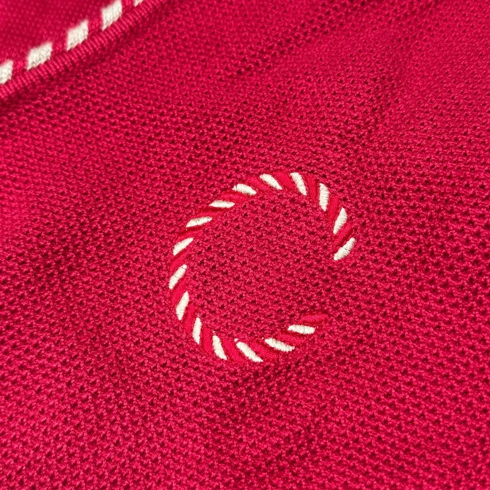 Vintage 80s Celine Candycane Xmas Monogram Red Cardigan Sweater Womens Medium - Picture 4 of 12